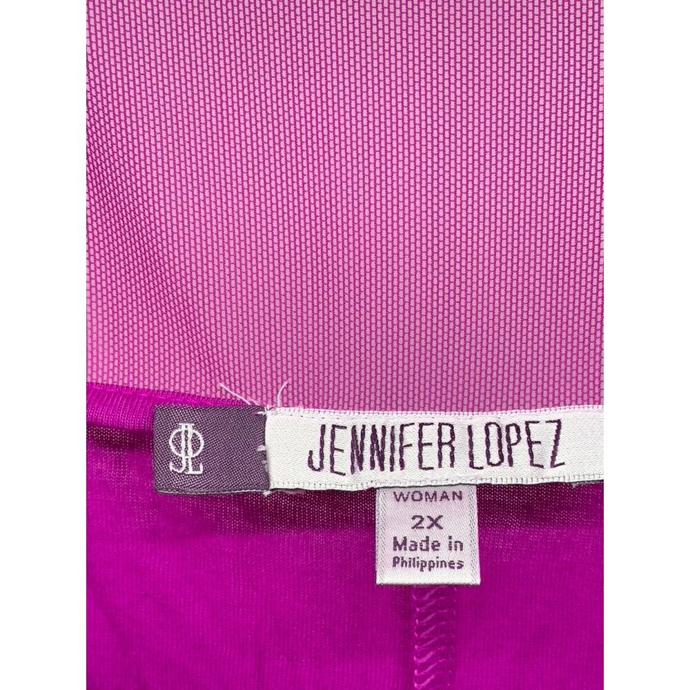 JENNIFER LOPEZ Women's Plus Hot Magenta Embellished Mesh Tank Top SZ 2X - Picture 5 of 12